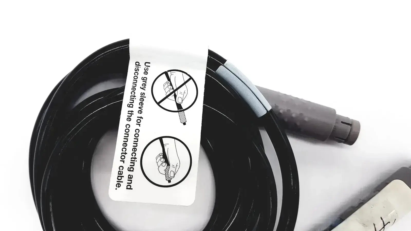Black coiled glideScope 0600-0237 gray connector cable with instructional label used medical equipment for sale