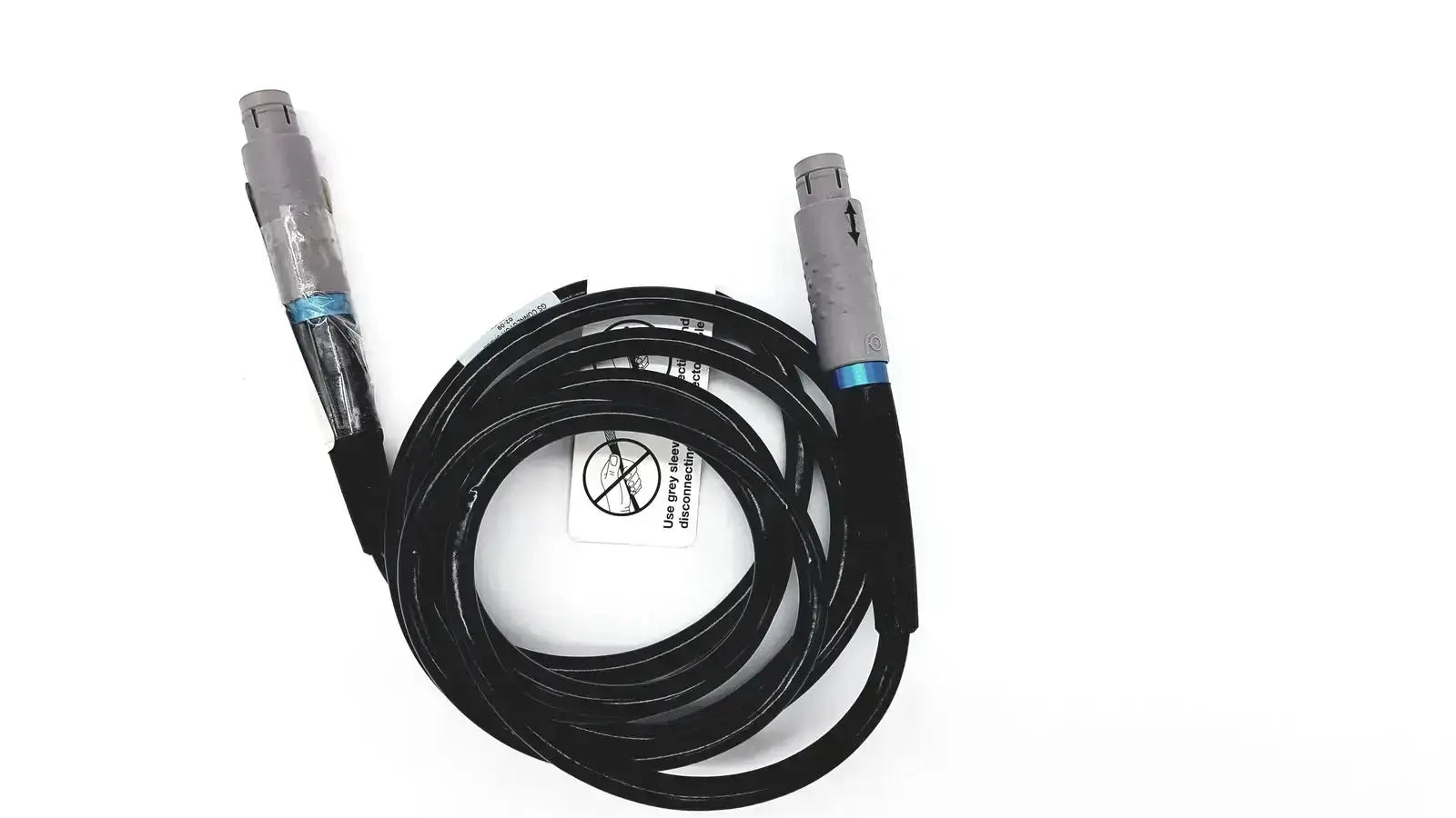 Black coiled glideScope 0600-0237 connector cable with gray connectors and blue accents for buy used medical equipment sale