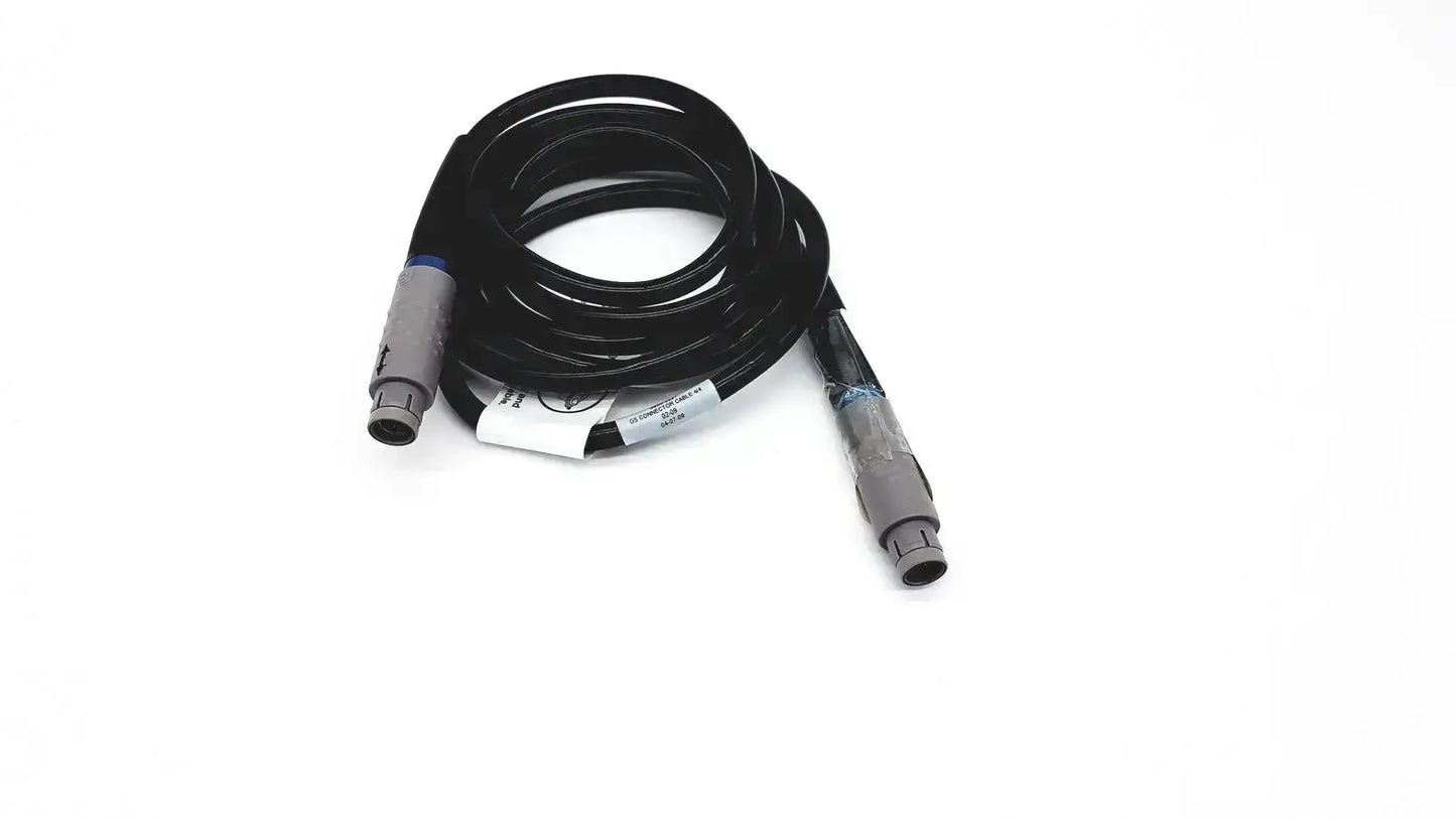 Black coiled GlideScope 0600-0237 GS connector cable with gray connectors and white label for pre owned medical equipment sale