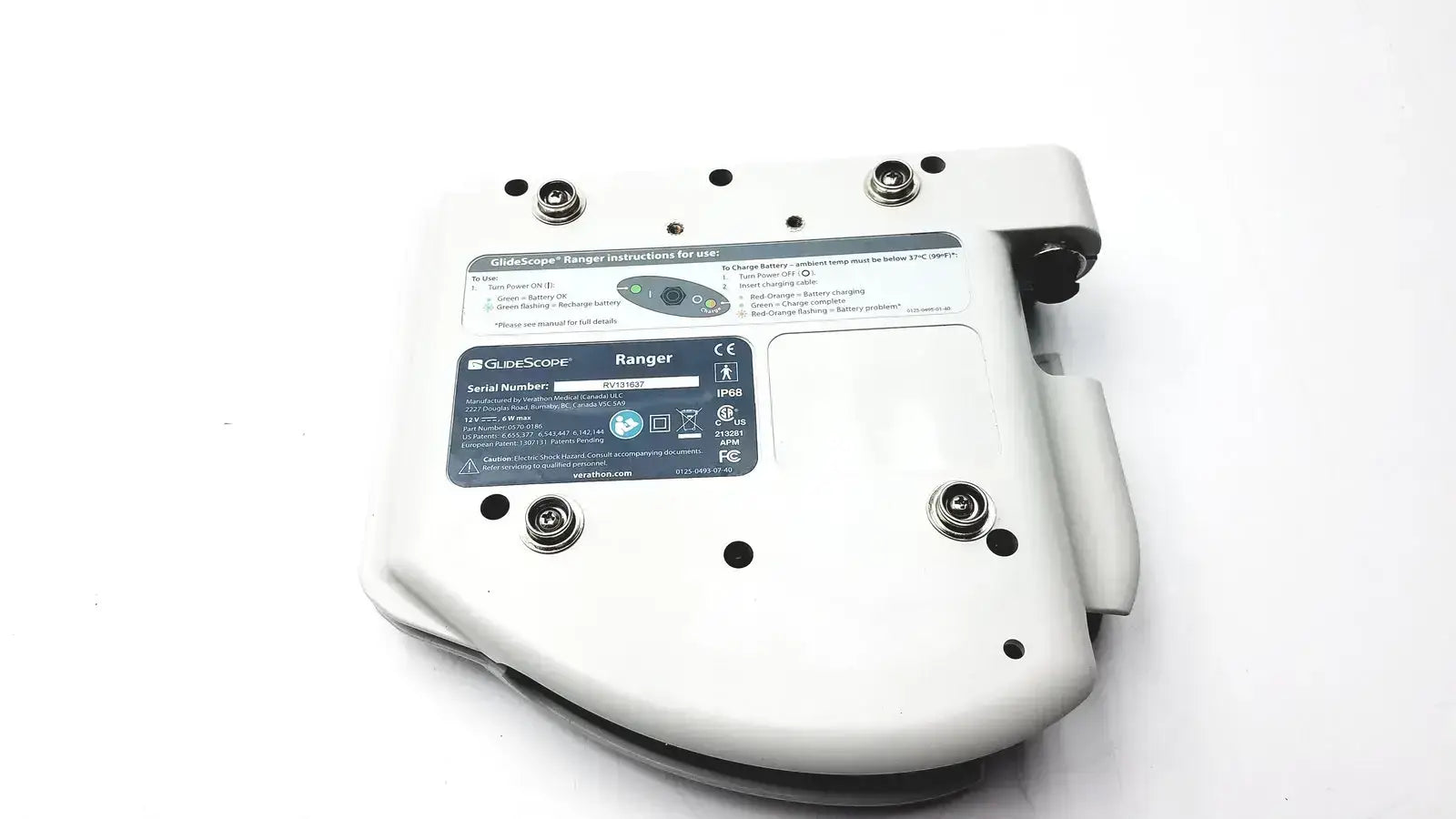 GlideScope Ranger Video Laryngoscope Serial No. RV131637 - Untested