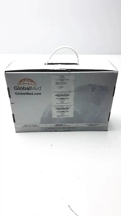 Silver cardboard box with handle branded globalmed for total exam ke018257 hd 1080p camera attachment