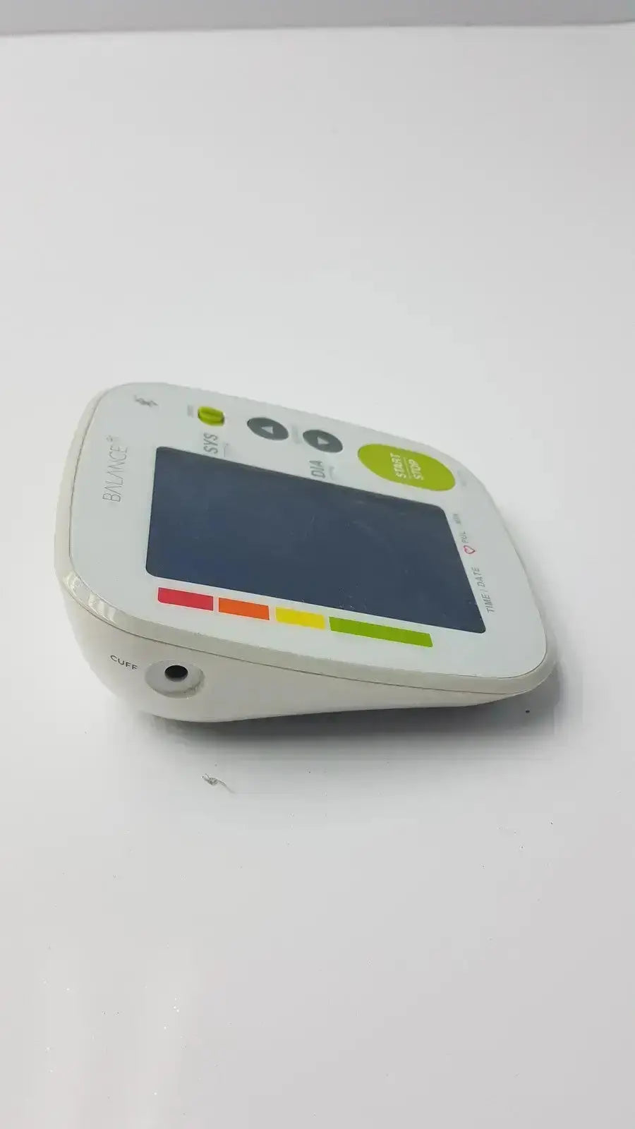 White handheld greater goods 0604 bluetooth bpm blood pressure monitor with digital screen and colorful indicator lights