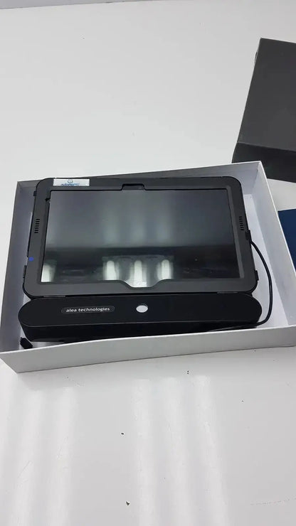 Black grid pad tablet with rugged protective casing and alea technologies branding for sensory software g-bbda2-10d used medical equipment for sale