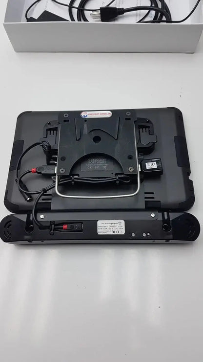 Black plastic grid pad laptop stand g-bbda2-10d with integrated power cable mounting hardware for used medical equipment sale