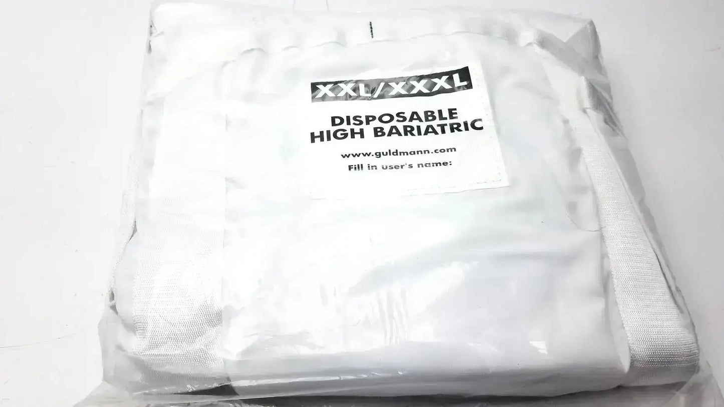 White guldmann disposable high bariatric sling in xxl xxxl size packaged for medical use supporting 1100 lbs