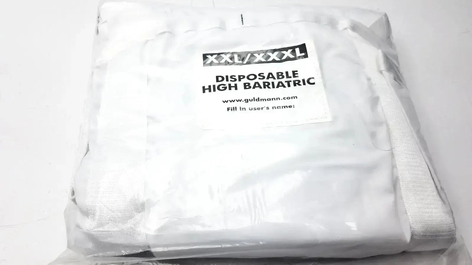 White guldmann disposable high bariatric sling in xxl xxxl size packaged for medical use supporting 1100 lbs