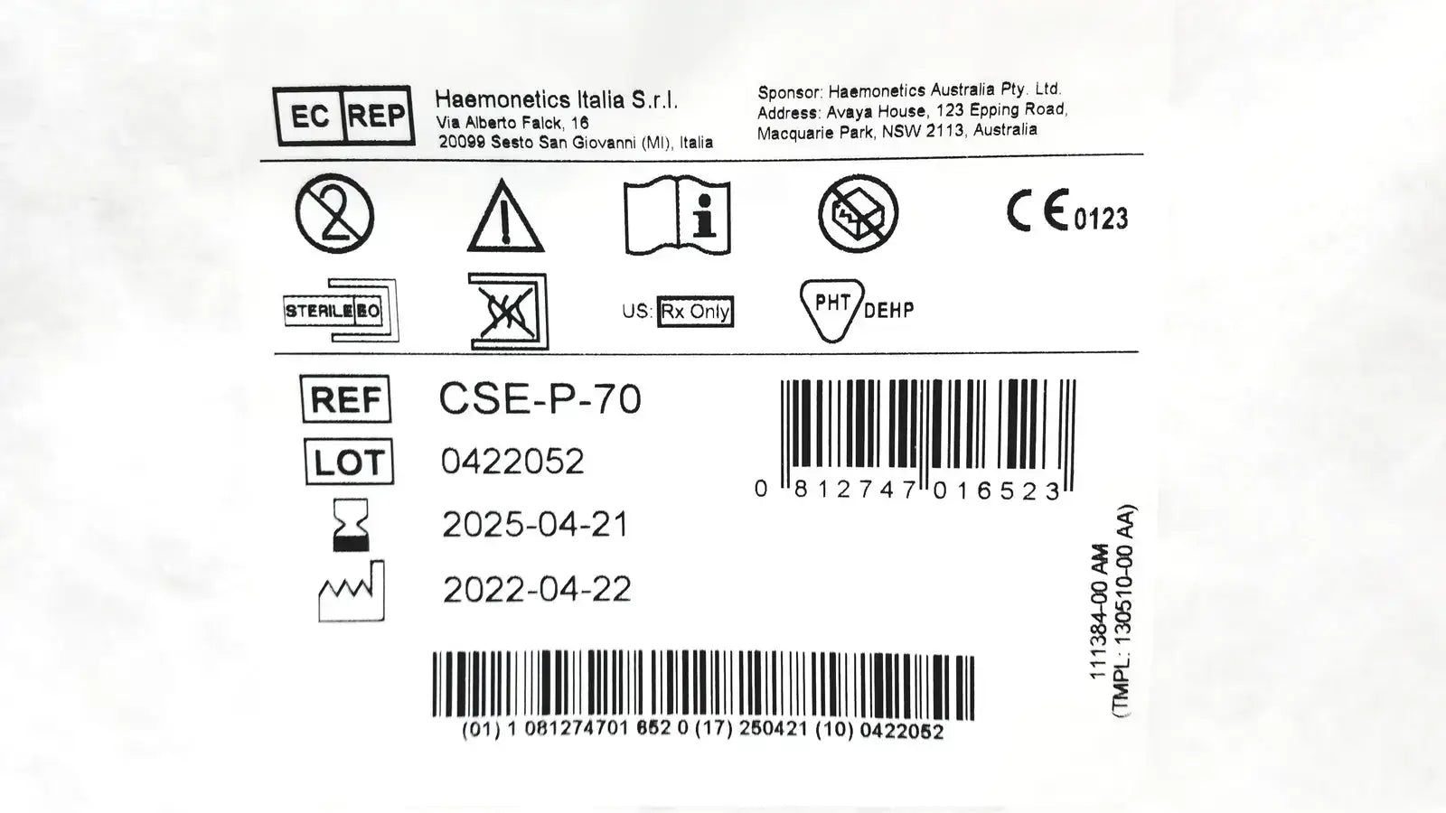 Haemonetics CSE-P-70 Cell Saver Elite Processing Kit