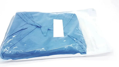 Blue medical gown packaged in clear plastic for halyard 89274 orthoarts shoulder split drape general drapes sale