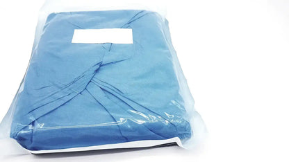 Blue surgical gown sealed in clear plastic packaging of halyard 89274 orthoarts shoulder split drape general drapes buy used medical equipment