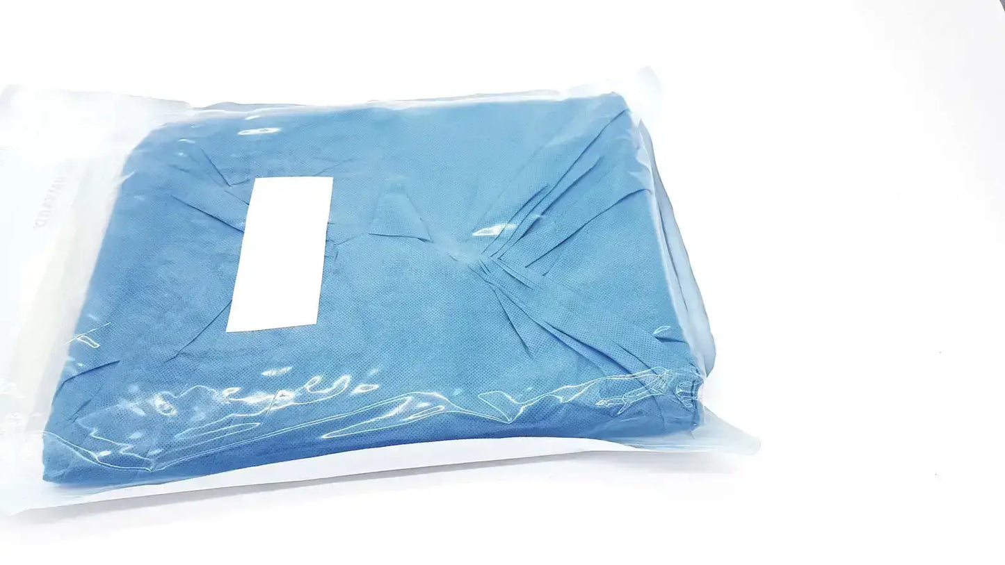 Halyard 89274 orthoarts blue surgical gown packaged in clear plastic for general drapes and pre owned medical equipment sale