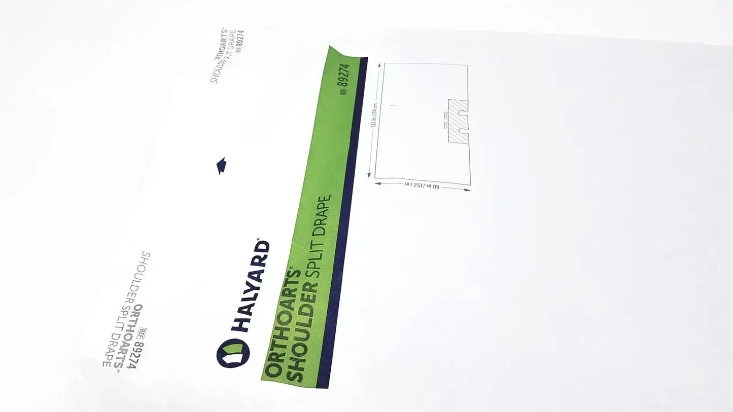 Green and black halyard 89274 orthoaarts shoulder split drape packaging with printed dimensions for general drapes buy used medical equipment