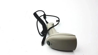 Beige hand held products 3800PDF-12E barcode scanner with black wrist strap and usb cable for efficient scanning