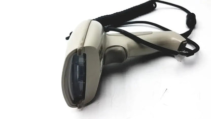 Beige hand held products 3800pdf-12e barcode scanner with black wrist strap for efficient scanning tasks