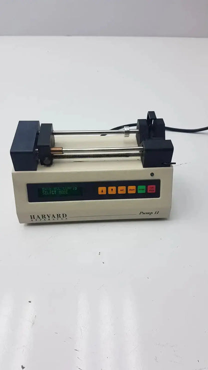 Beige harvard apparatus model 11 digital single syringe pump with black end caps and multicolor digital display buttons