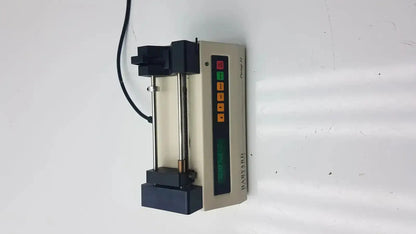 Beige and black harvard apparatus model 11 digital single syringe pump with lcd display and colored control buttons