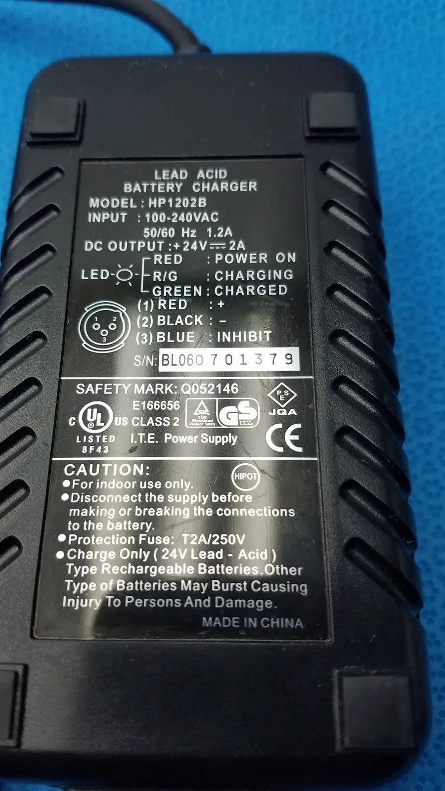 High Power Tech. 3-Pin Lead Acid Battery Charger HP-1202B 24V 2A