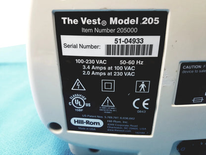 Hill Rom 205 The Vest Airway Clearance System