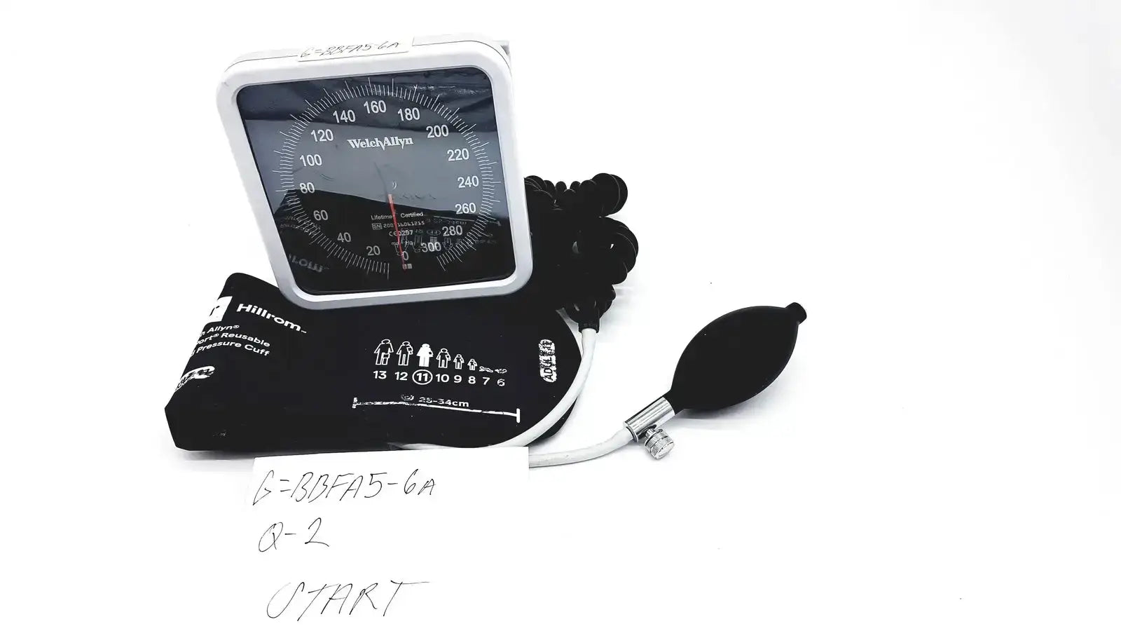 Hillrom / Welch Allyn 200716061215 Wall Gauge Aneroid Sphygmomanometer With Cuff