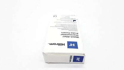 White cardboard box containing 25 pcs hillrom welch allyn thermometer probe covers model 05031 for medical use