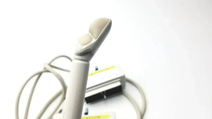 A beige ergonomic handheld ultrasound transducer with a smooth head for hitachi eup-cc331 biplane transrectal use