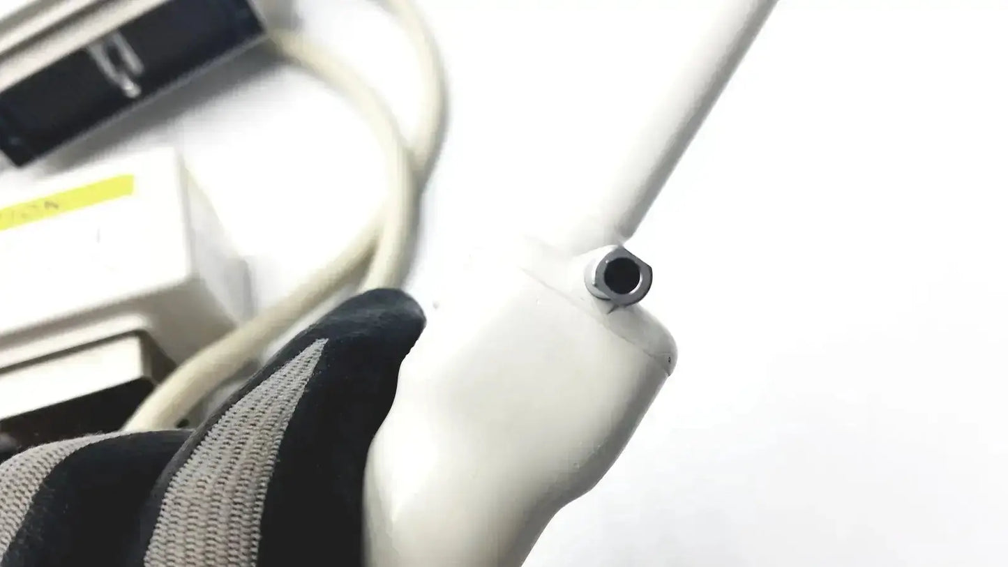 White plastic handle with metallic hexagonal socket on the hitachi eup-cc331 biplane transrectal ultrasound probe
