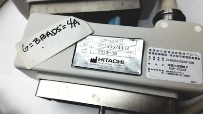 Hitachi eup-cc331 biplane transrectal ultrasound probe with metallic gray casing and engraved serial number plate