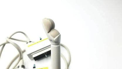 Gray plastic hand-shaped design of hitachi eup-cc331 biplane transrectal ultrasound probe with smooth rounded features