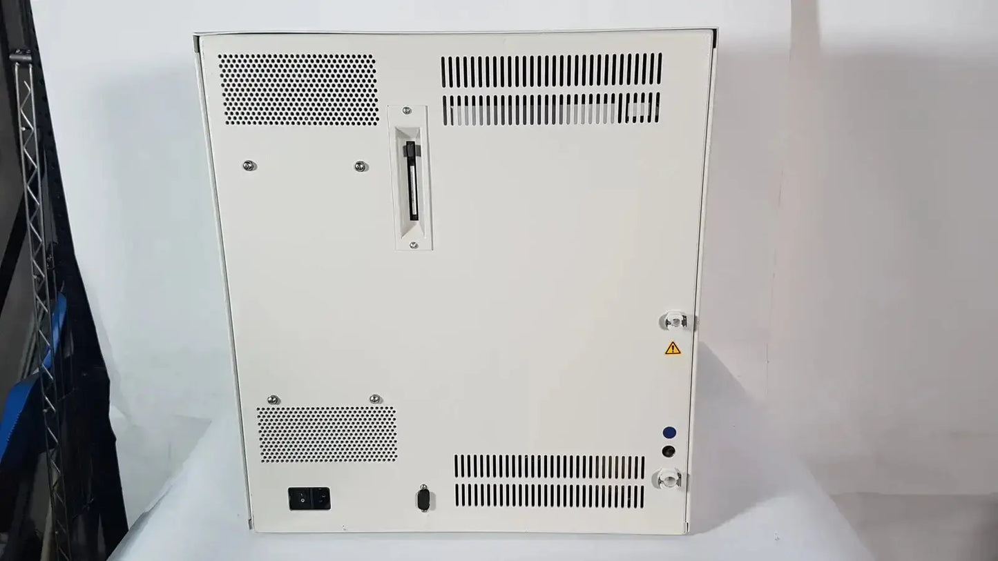 White industrial hologic thinprep 2000 processor server rack with perforated ventilation panels for biomedical evaluation reuse medical