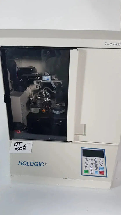 Hologic Thinprep 2000 Processor with beige exterior, transparent door, control panel for biomedical evaluation and reuse medical