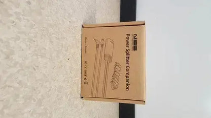 Brown cardboard box labeled power splitter companion with cable diagram for hp usb-c/a universal dock g2 station with 65w power delivery and alt mode support