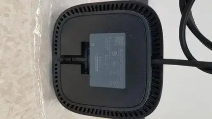 Black rectangular matte hp usb-c/a universal dock g2 station speaker with circular ventilation and 65w power delivery