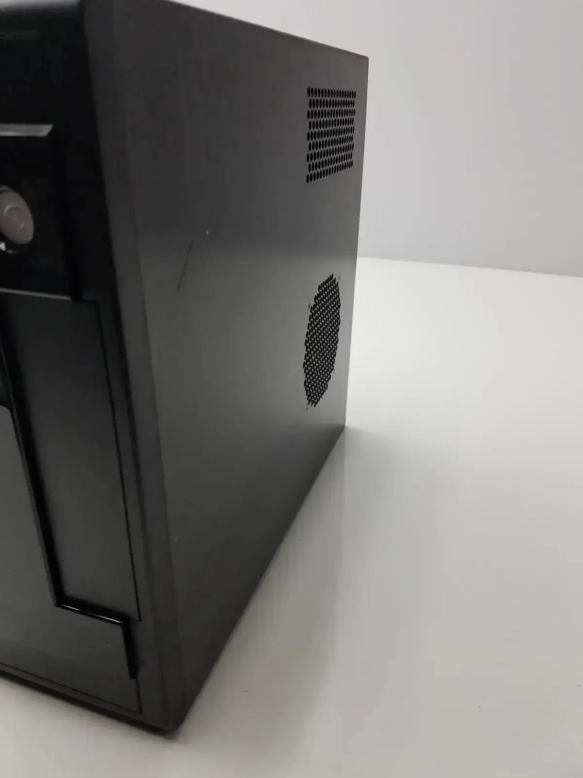 Black matte-finish hughes network model mgs3550 computer case with perforated ventilation grilles hospital surplus