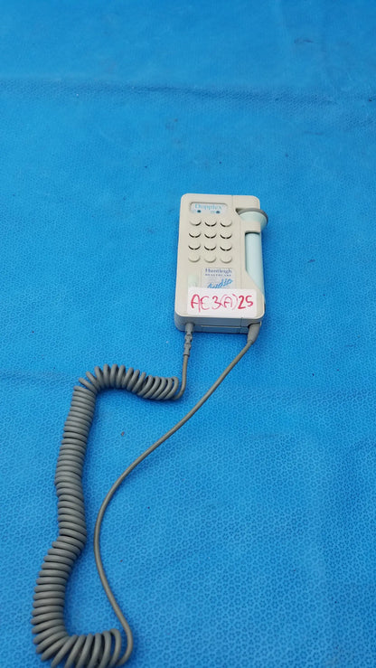 Beige plastic medical call button with coiled gray cord and keypad for huntleigh dopplex d920 handheld doppler medical equipment
