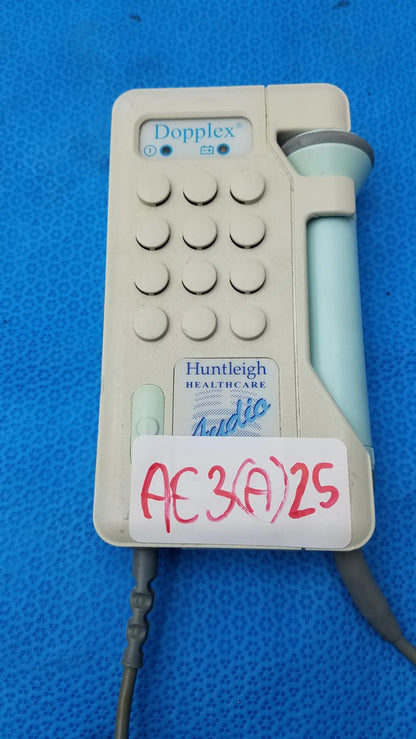 Beige and light blue huntleigh dopplex d920 handheld doppler ultrasound machine with keypad, medical equipment use