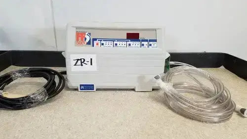 White plastic control unit with blue and red buttons labeled zr-1 for huntleigh vp5000 dvt pump device