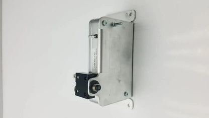 Silver metallic industrial actuator with black mounting bracket and adjustment knob for idrive motor controller drive technology