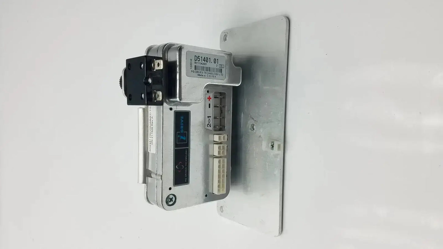 Silver metallic idrive motor controller with black plastic parts and label d51491-01 by pg drive technology