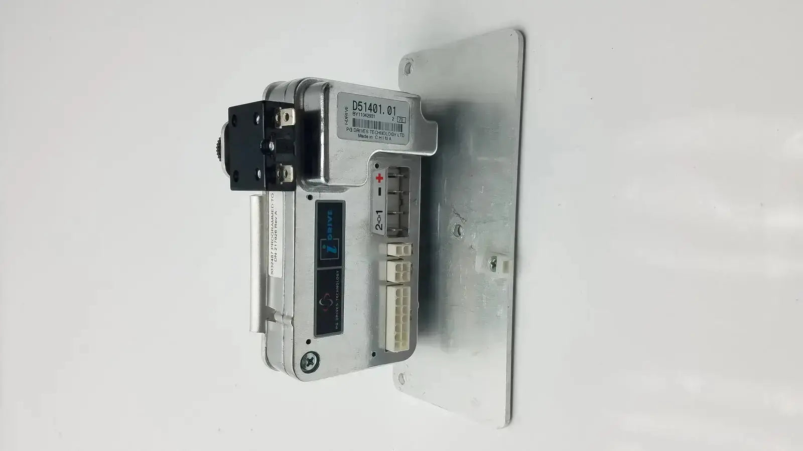 Silver metallic idrive motor controller with black plastic parts and label d51491-01 by pg drive technology