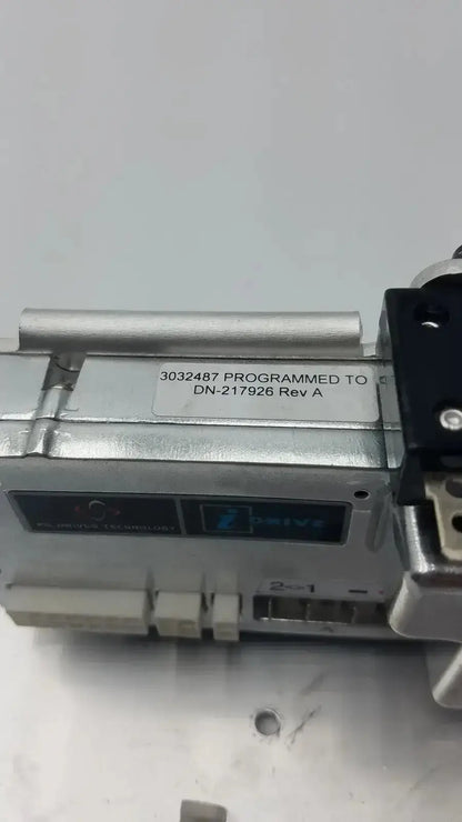 Silver metallic industrial air cylinder with black bracket and label for iDrive motor controller D51501.01 drive technology