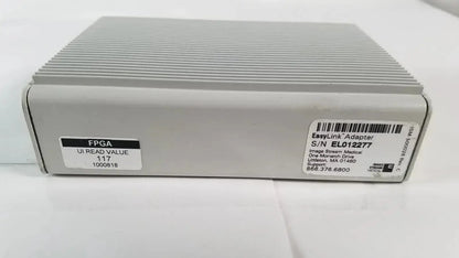 Gray rectangular image stream medical easylink adapter EL012277 with ribbed top and labeled model and serial stickers