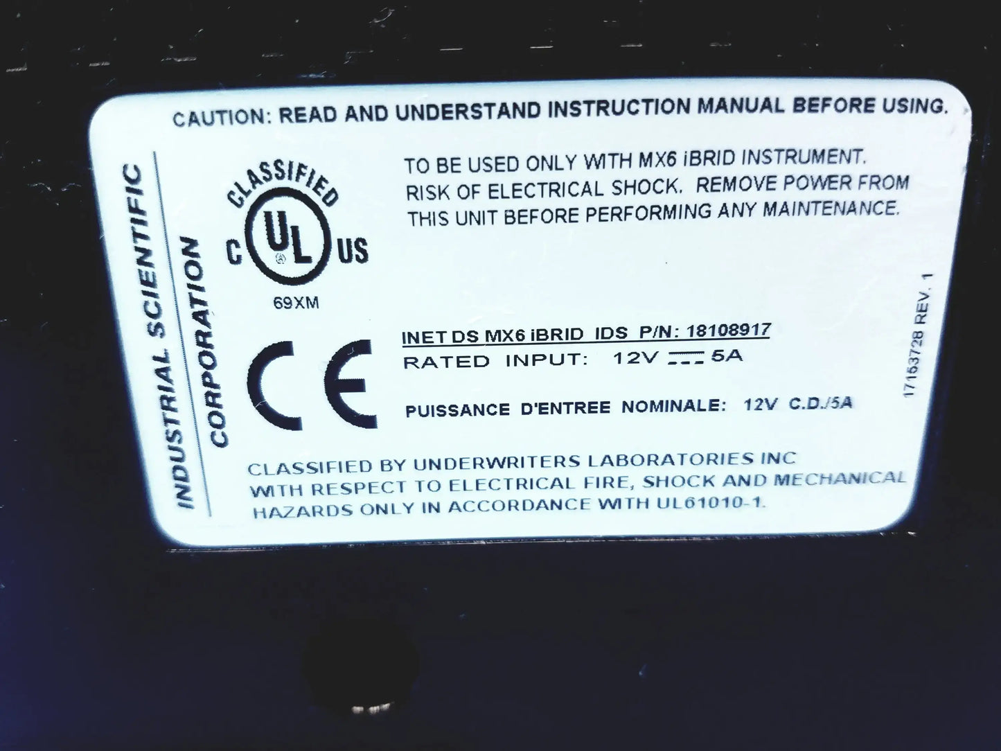 Industrial Scientific MX6 iBrid Multi-Gas Monitor P/N 18108917 - Multi‑Gas