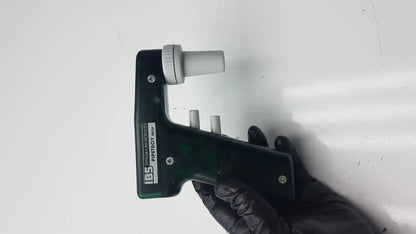 Black and gray Integra Biosciences acu Pipetboy Controller handheld pipette with white adjustment knob for precise liquid transfer