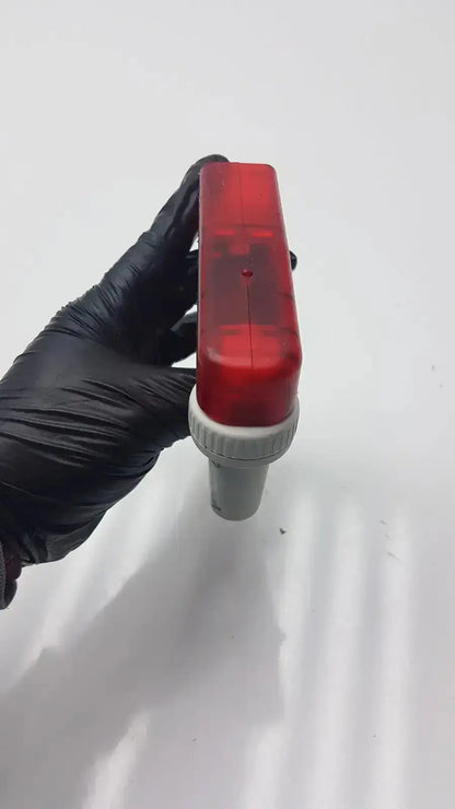 Red translucent plastic spray nozzle with gray threaded base for integra biosciences acu pipetboy controller