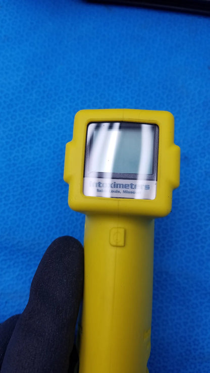 Yellow handheld intoximeters alco-sensor fst portable breathalyzer with digital display and instruments label medical equipment