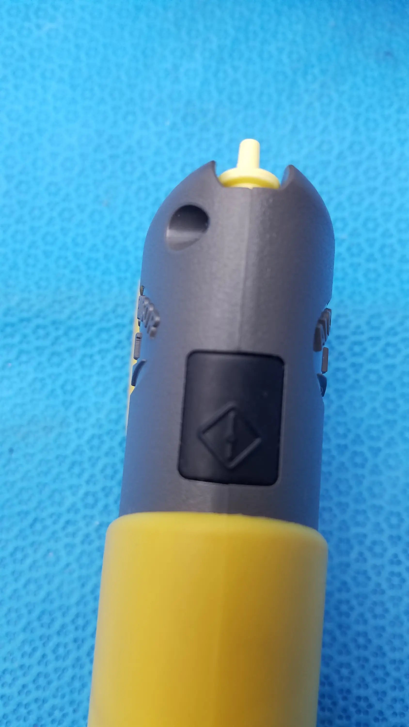 Portable handheld intoximeters alco-sensor FST breathalyzer in gray and yellow plastic with black diamond logo button medical equipment