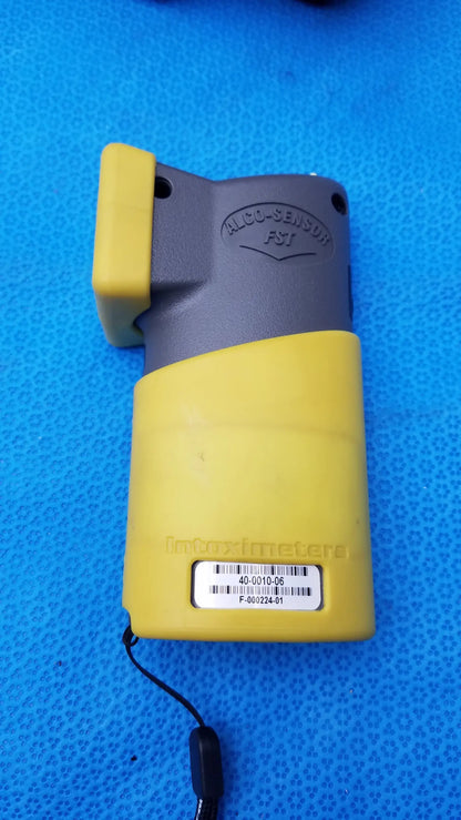 Yellow and gray portable handheld fiber optic sensor with black lanyard for intoximeters alco sensor fst medical equipment