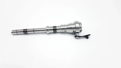 Silver da vinci 850mm cannula laparoscopic instrument with black measurement markings and strap for reuse medical equipment
