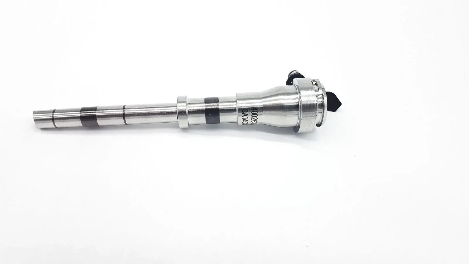 Intuitive Surgical 400263-01 da Vinci 8.5mm silver metallic laparoscopic cannula with black striped markings for reuse medical equipment