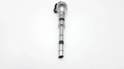Silver metallic fuel injector with black rubber cap and engraved markings for intuitive surgical reuse medical equipment