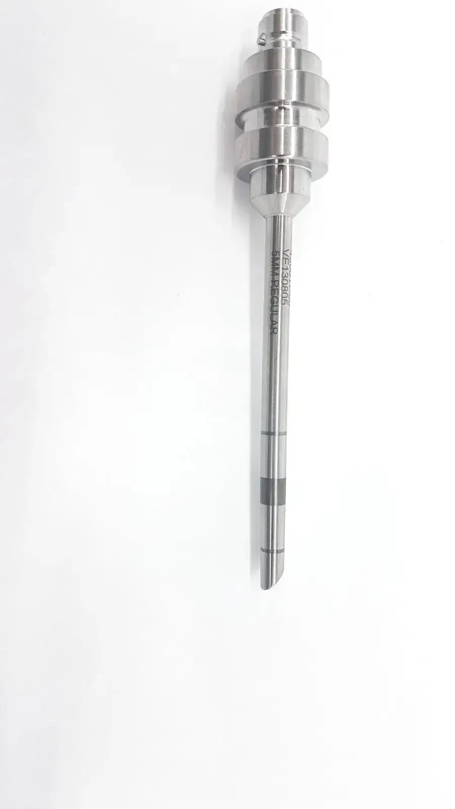 Silver metallic surgical drill bit with threaded cylindrical shaft for da vinci 5mm cannula used medical equipment for sale